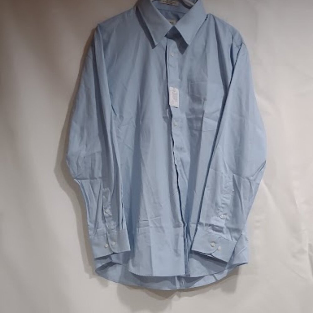 HAGGAR REGULAR FIT MEN'S BUTTON DOWN DRESS SHIRT LT BLUE NWOT 16-16 1/2 (32/33)